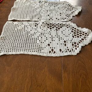 Cream Crochet Table Linen with Scalloped Edge